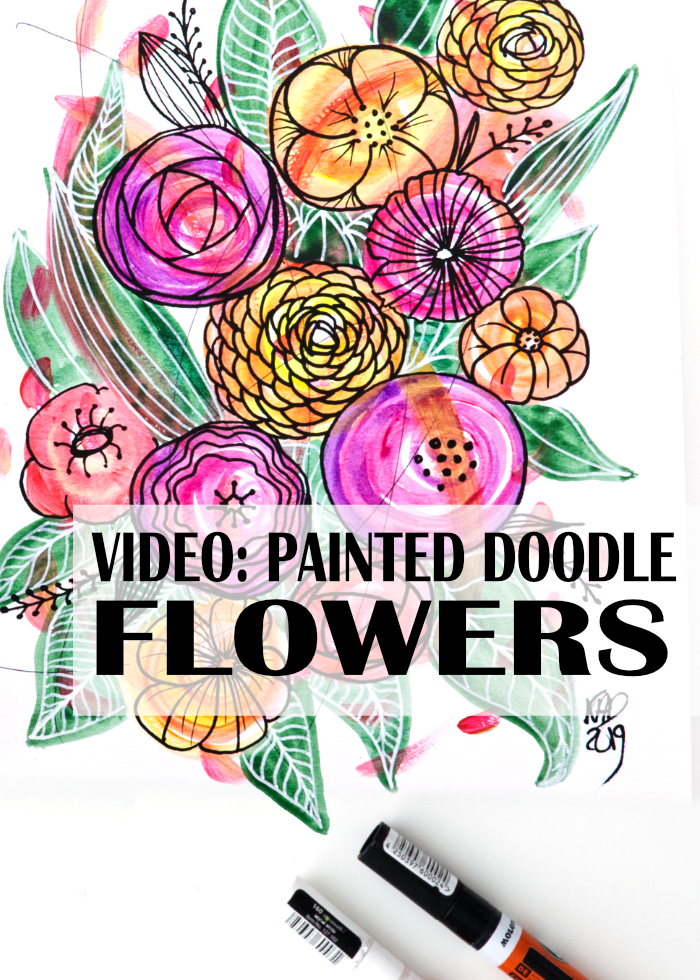 Easy Acrylic Paint Doodle Flowers by Kim Dellow